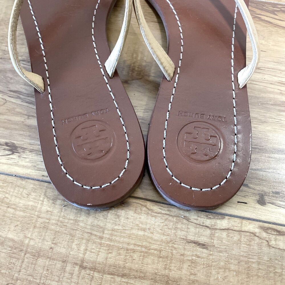 Tory Burch Women's Terra Thong Flip-Flop Sandals Size 8M Nude 5930 A17 Luxury - Picture 3 of 7